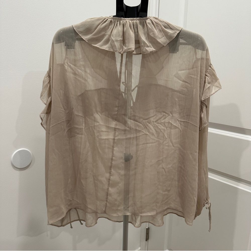 Zara Cream Ruffle Blouse - Picture 3 of 5